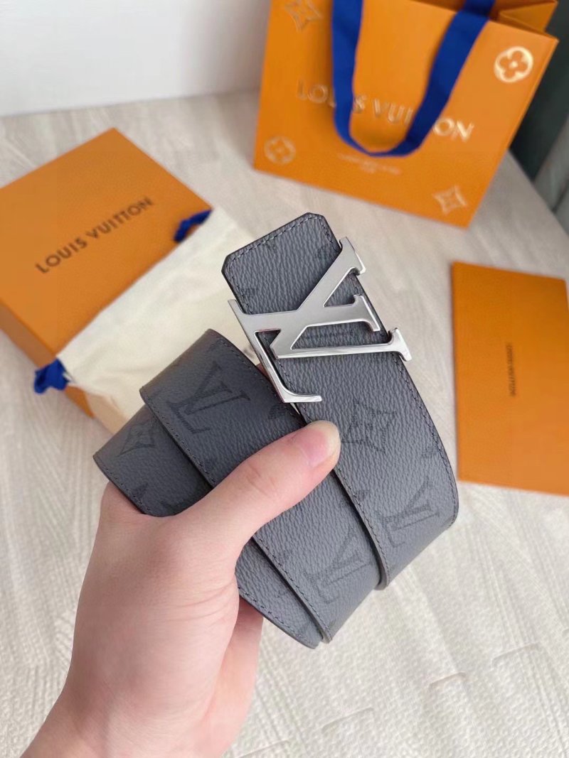 Louis Vuitton LV Initials Grey Calf Leather Belt 4.0cm