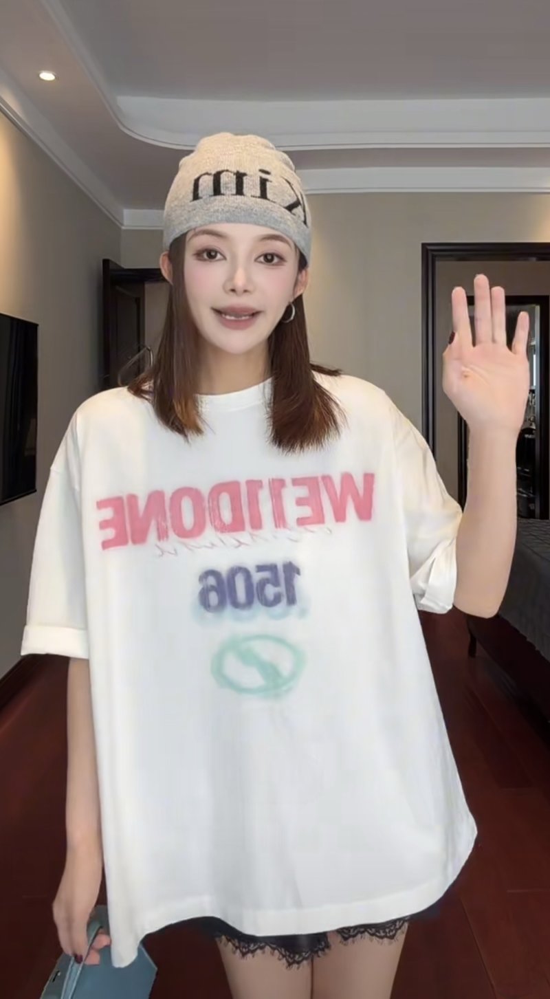 Oversized Welcome Graphic T-Shirt White view