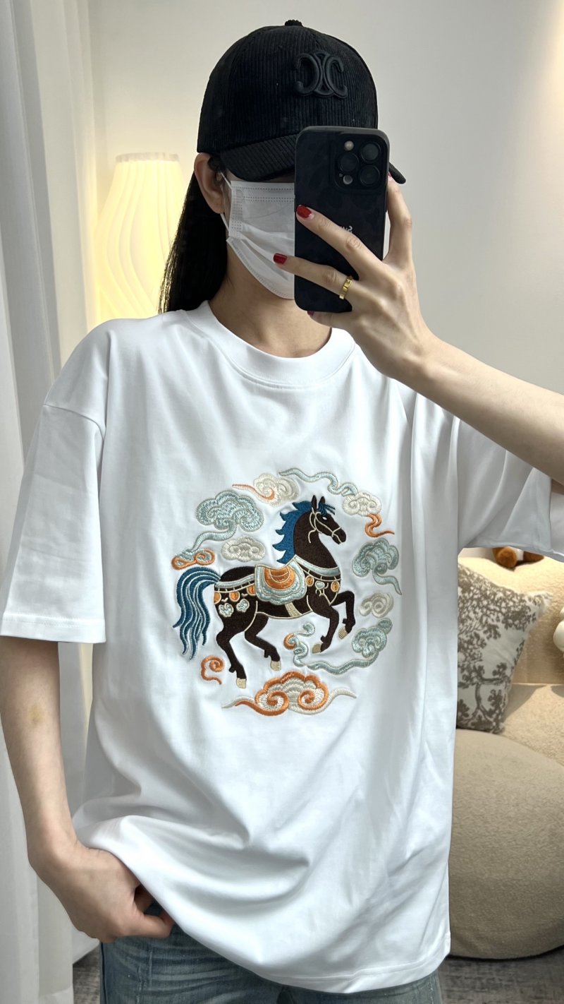 White Graphic Horse T-Shirt with Celestial Design view