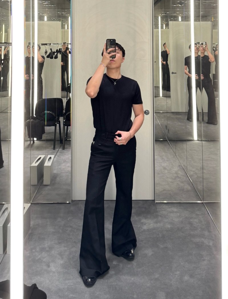 Black Flared Trousers - Premium Fit view