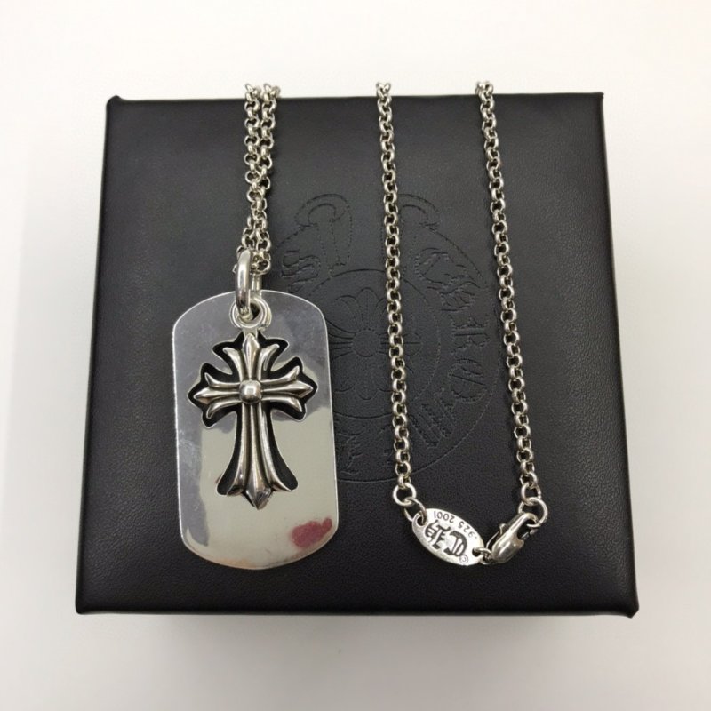Chrome Hearts Cross Dog Tag Silver Chain Necklace view