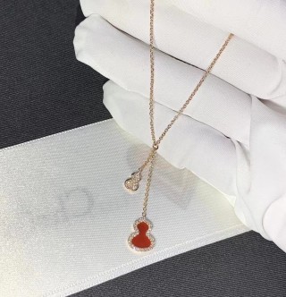 Qeelin Red Jade Gourd Tassel Pendant Necklace S925 view 4