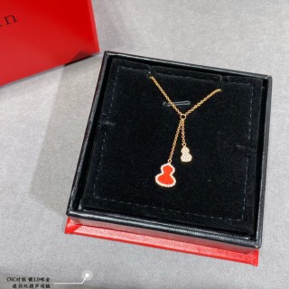 Qeelin Red Jade Gourd Tassel Pendant Necklace S925 view 5