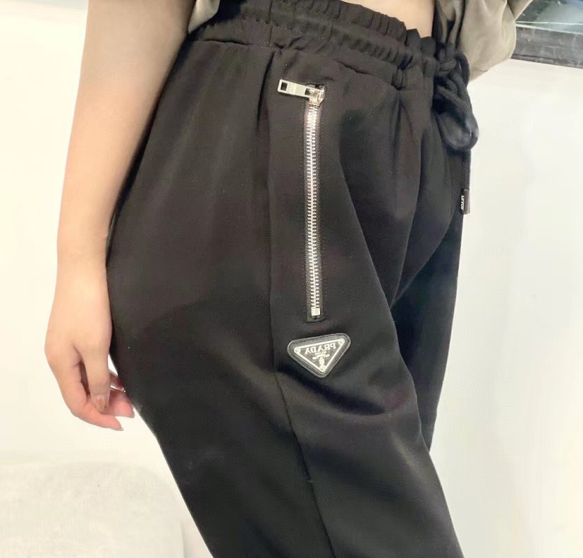 Prada Black Joggers with Metal Zip Detail