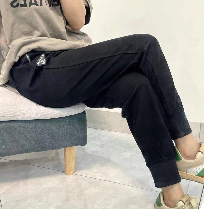 Prada Black Joggers with Metal Zip Detail view