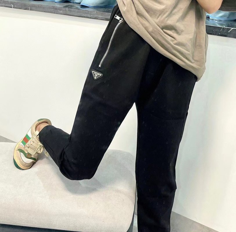 Prada Black Joggers with Metal Zip Detail view