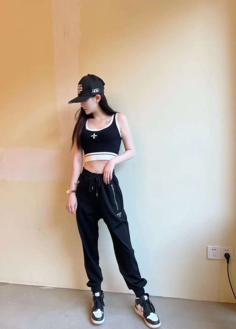 Prada Black Joggers with Metal Zip Detail view