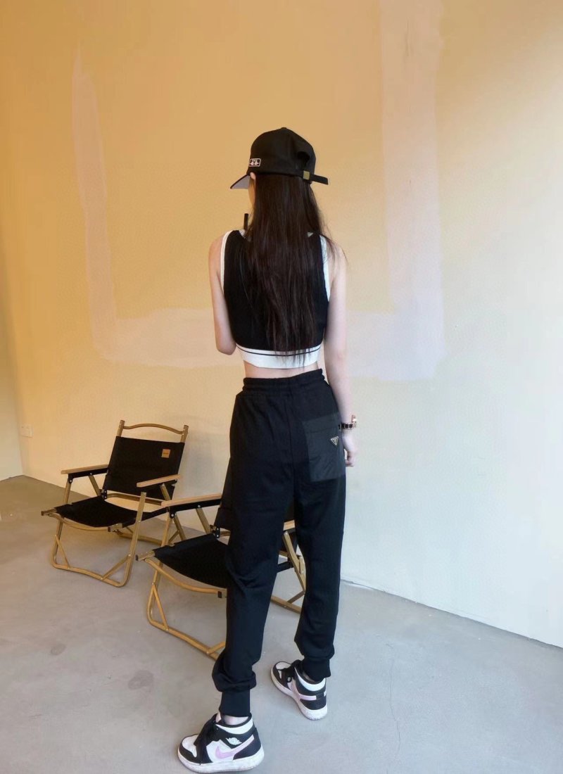 Prada Black Joggers with Metal Zip Detail view