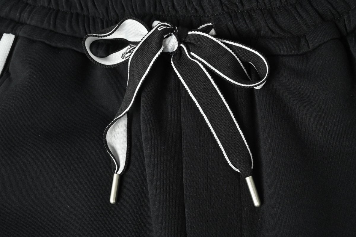 Black Track Pants with Striped Side Trim view