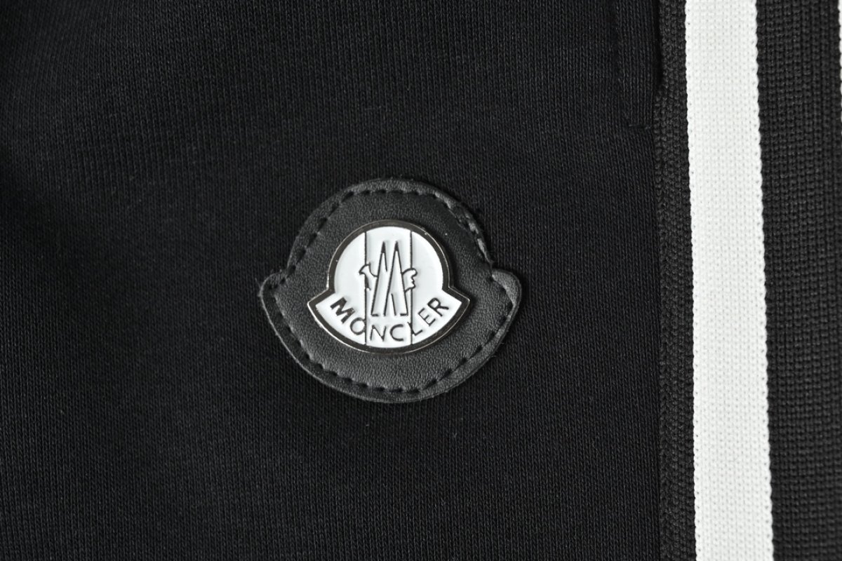 Black Track Pants with Striped Side Trim view