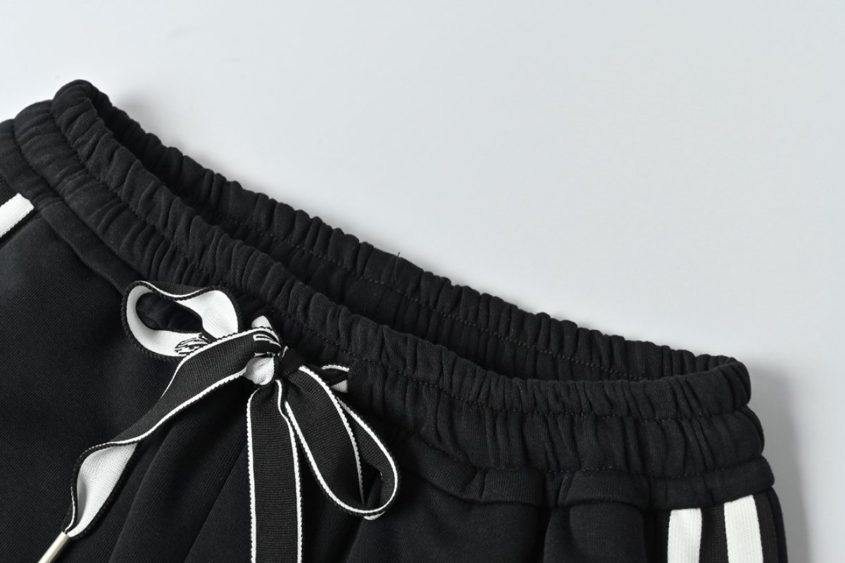 Black Track Pants with Striped Side Trim view