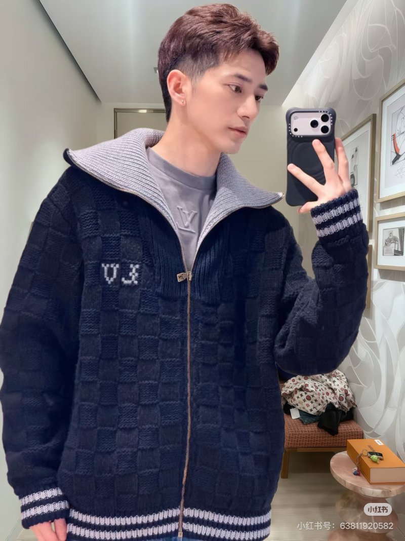Black Quilted Zip Jacket with Striped Trim view