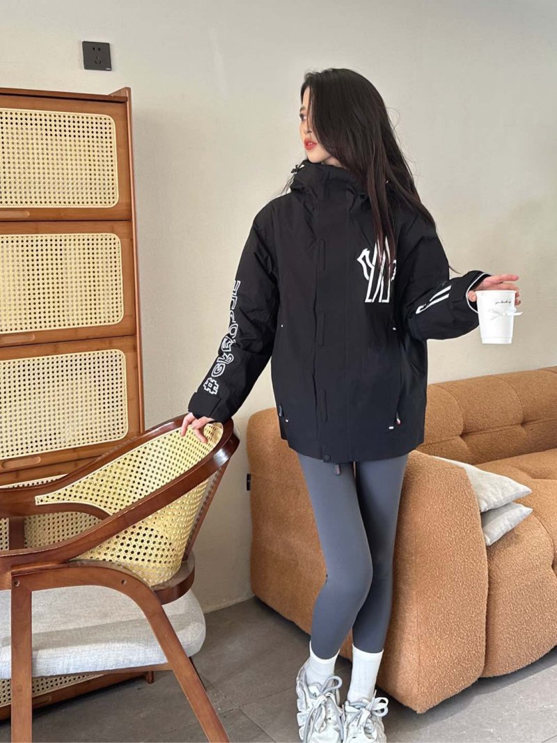 Black Oversized Down Puffer Jacket with Graphic Print view