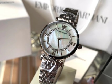 Emporio Armani AR1908 Mother-of-Pearl Crystal Watch Silver view 2