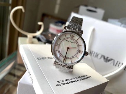 Emporio Armani AR1908 Mother-of-Pearl Crystal Watch Silver view 5
