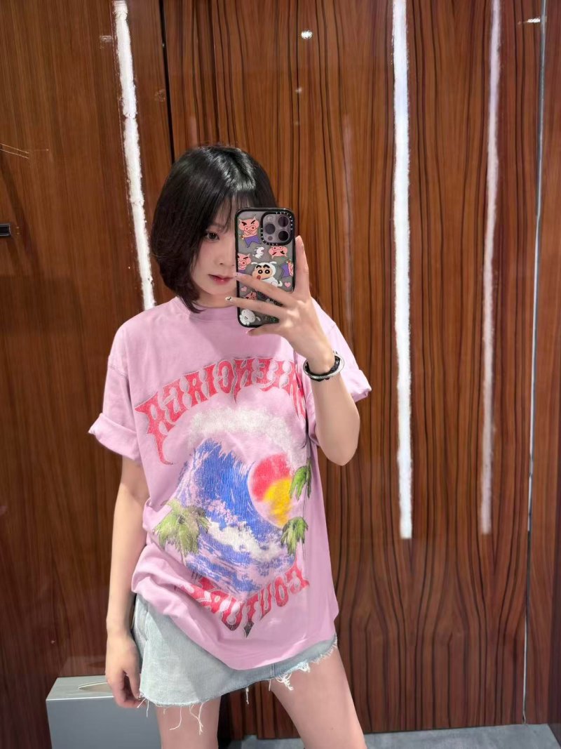 Chrome Hearts Pink Graphic T-Shirt with Wave Print view