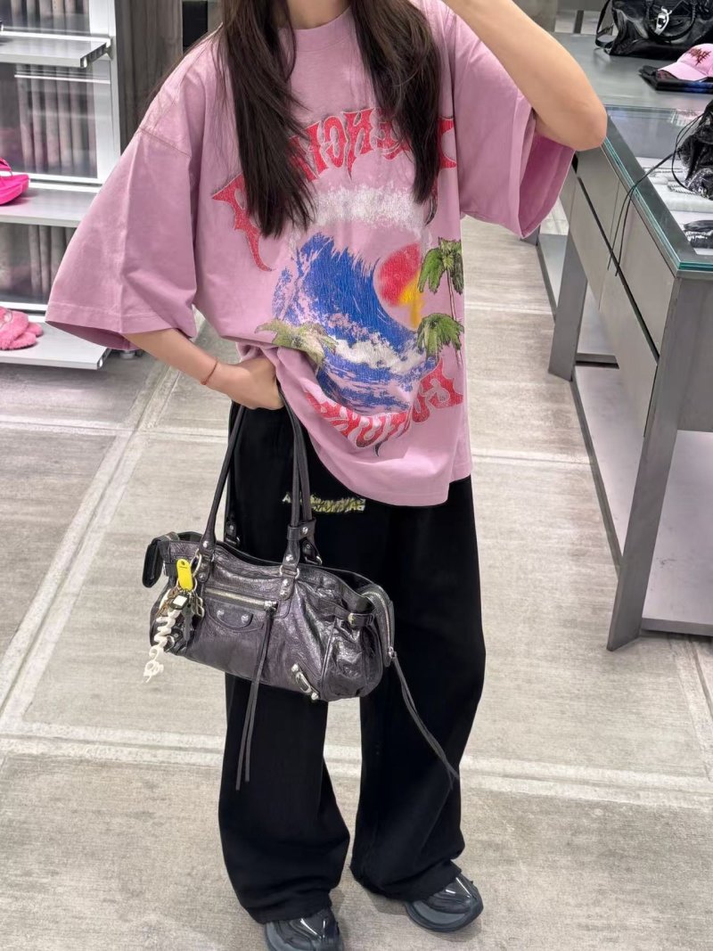 Chrome Hearts Pink Graphic T-Shirt with Wave Print view