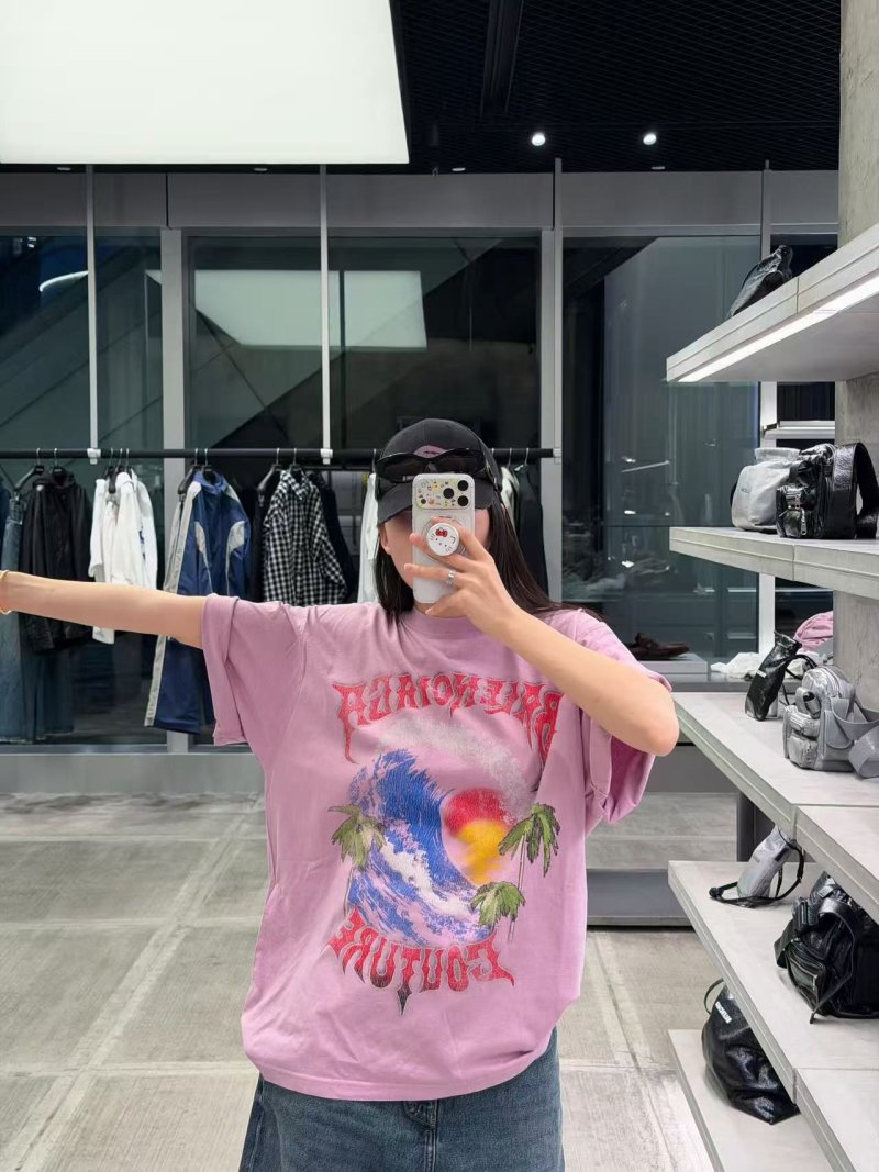 Chrome Hearts Pink Graphic T-Shirt with Wave Print view