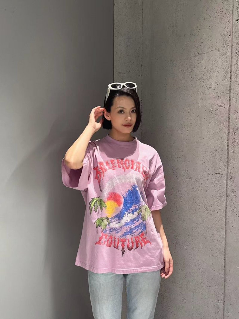 Chrome Hearts Pink Graphic T-Shirt with Wave Print view