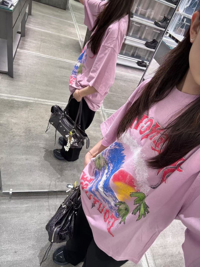 Chrome Hearts Pink Graphic T-Shirt with Wave Print view