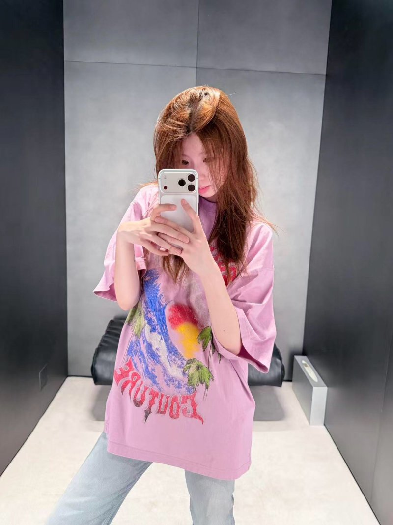 Chrome Hearts Pink Graphic T-Shirt with Wave Print view