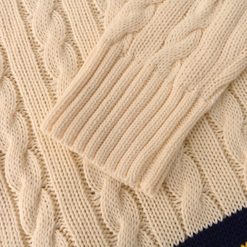 Ralph Lauren RLTC Tennis V-Neck Cable Knit Sweater Cream view