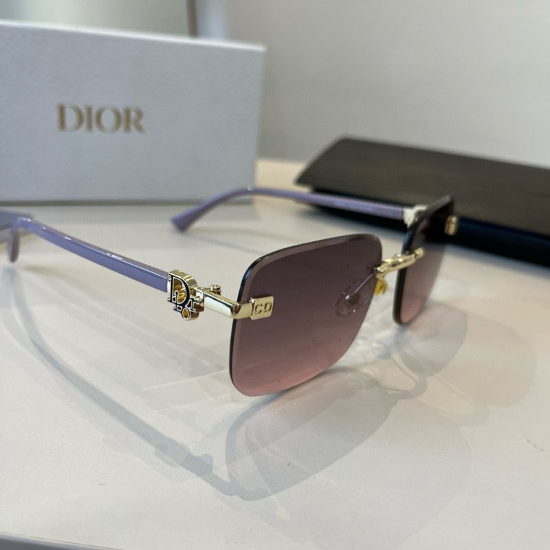 Dior Rimless Square Sunglasses - Gold & Purple
