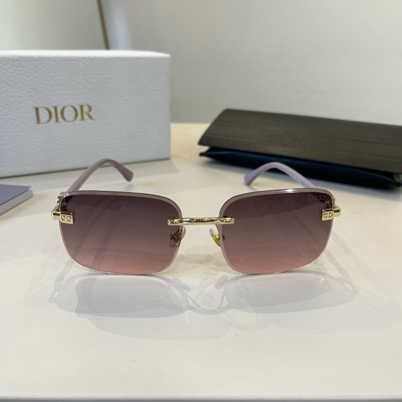 Dior Rimless Square Sunglasses - Gold & Purple view