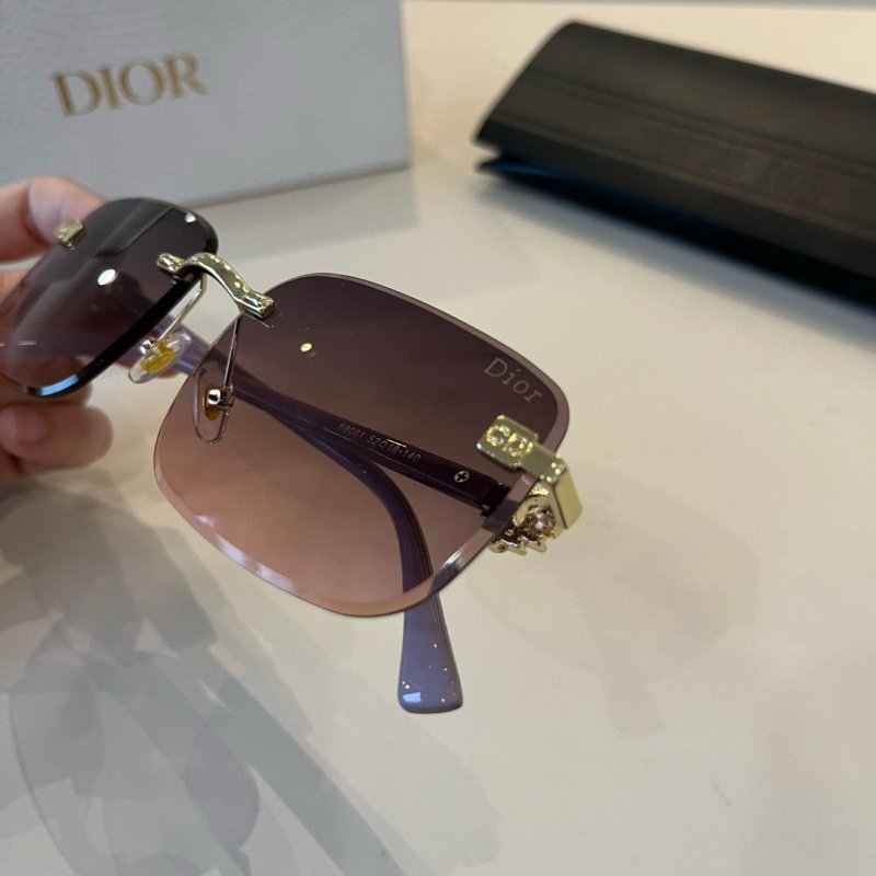 Dior Rimless Square Sunglasses - Gold & Purple view