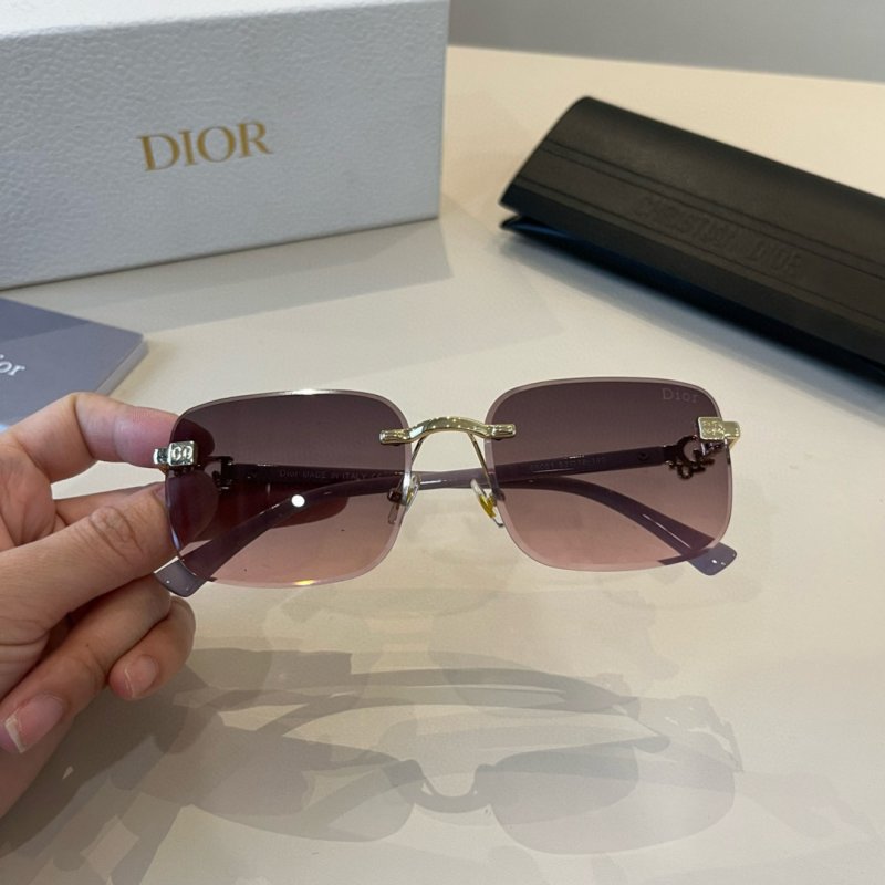 Dior Rimless Square Sunglasses - Gold & Purple view