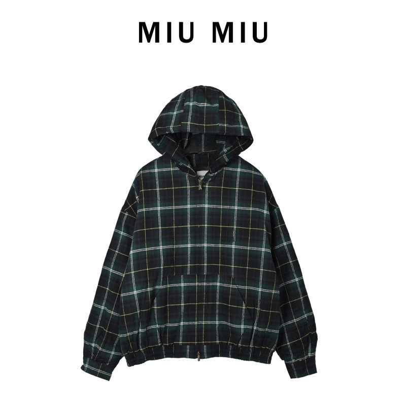 Teal Plaid Zip-Up Jacket view