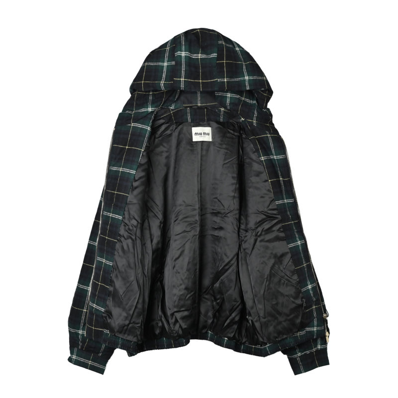 Teal Plaid Zip-Up Jacket view
