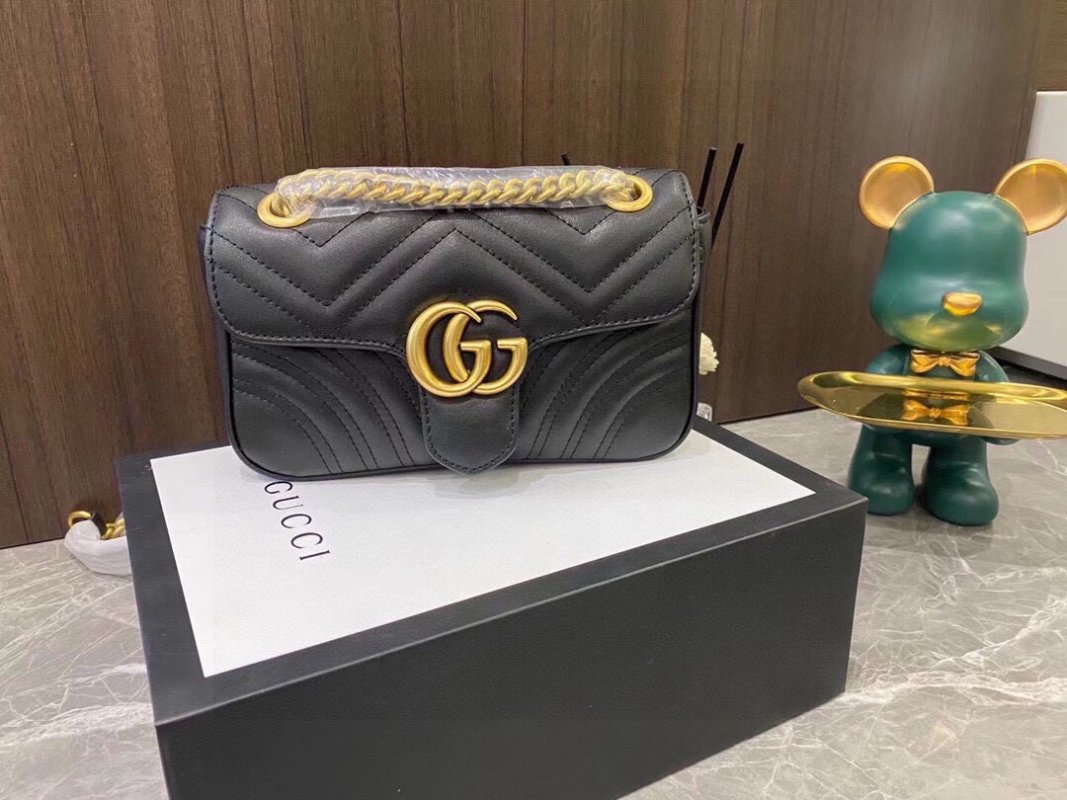 Gucci GG Marmont Black Quilted Leather Shoulder Bag view