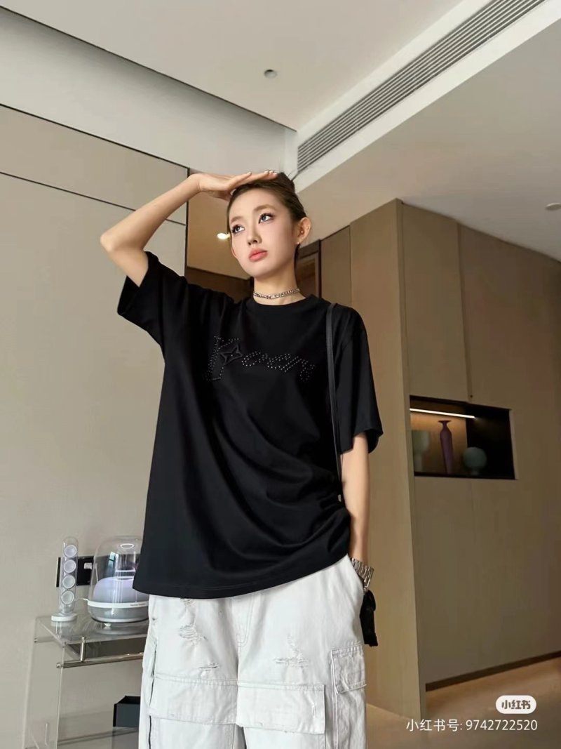 Black Rhinestone Logo Short Sleeve T-Shirt view