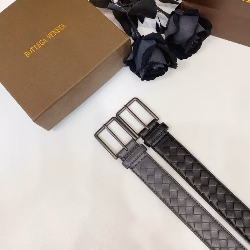 Bottega Veneta Intrecciato Woven Leather Belt Black