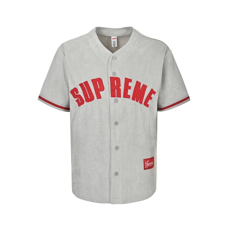 Supreme Red Logo White Baseball Shirt view