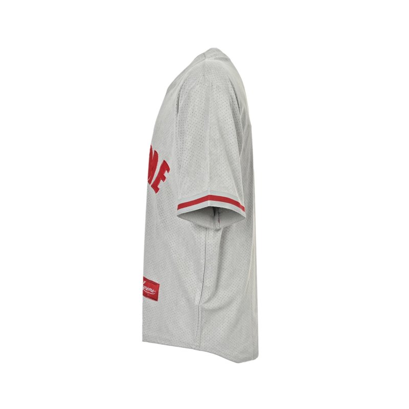 Supreme Red Logo White Baseball Shirt view