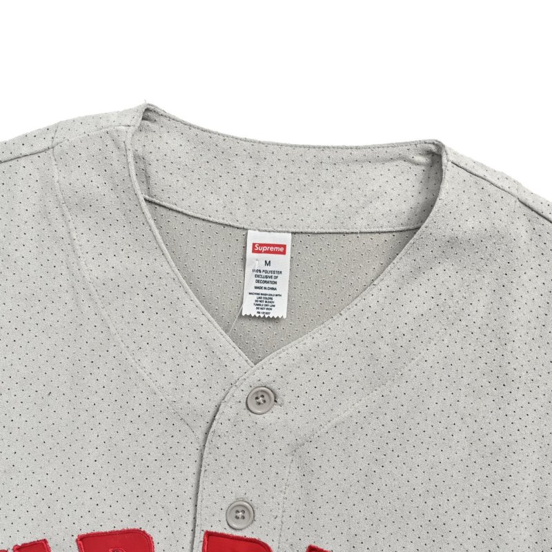 Supreme Red Logo White Baseball Shirt view