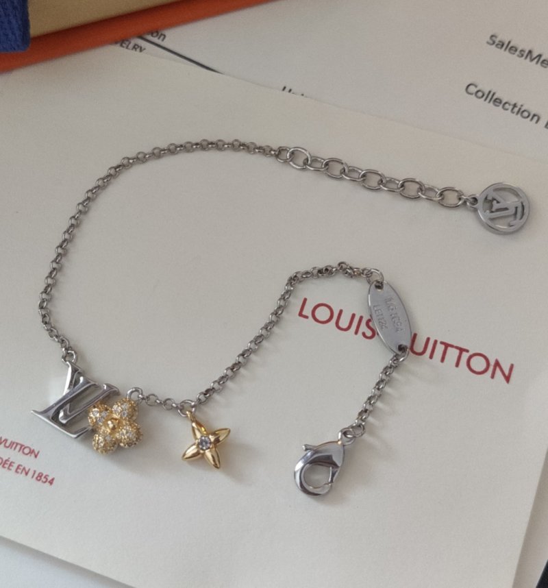 LV Gram Monogram Floral Zirconia Chain Bracelet Silver view