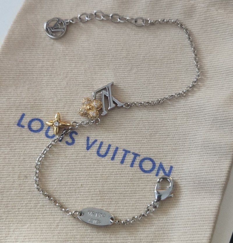 LV Gram Monogram Floral Zirconia Chain Bracelet Silver view