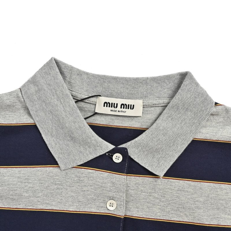 Miu Miu Navy & Grey Striped Polo Shirt view