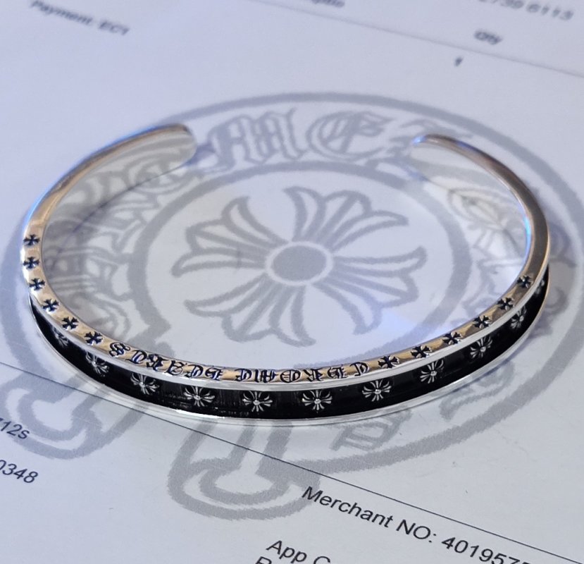 Chrome Hearts Silver Engraved Cuff Bracelet view