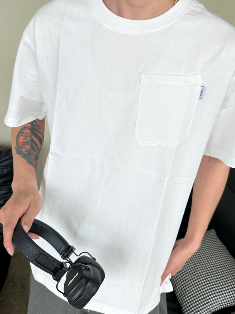 White Pocket T-Shirt with Chest Logo view