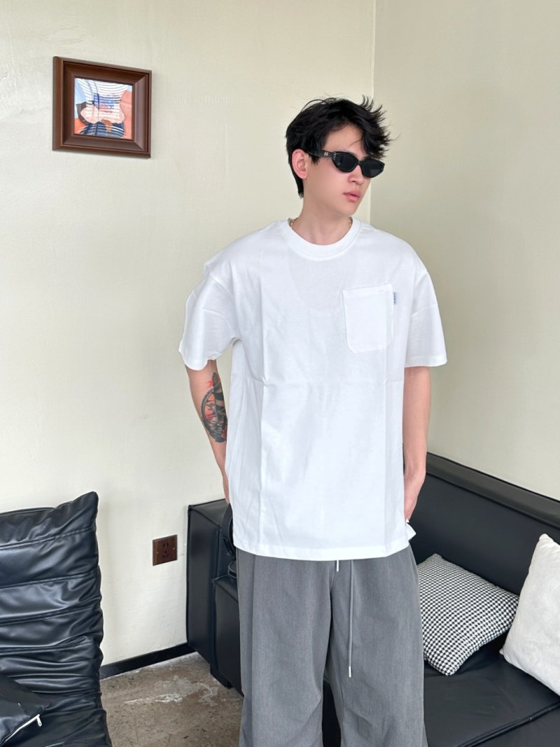 White Pocket T-Shirt with Chest Logo view