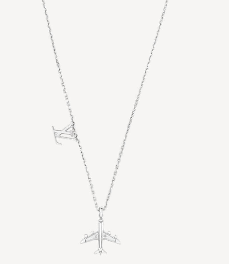 LV Plane Pendant Necklace Silver