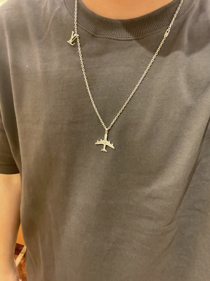 LV Plane Pendant Necklace Silver view