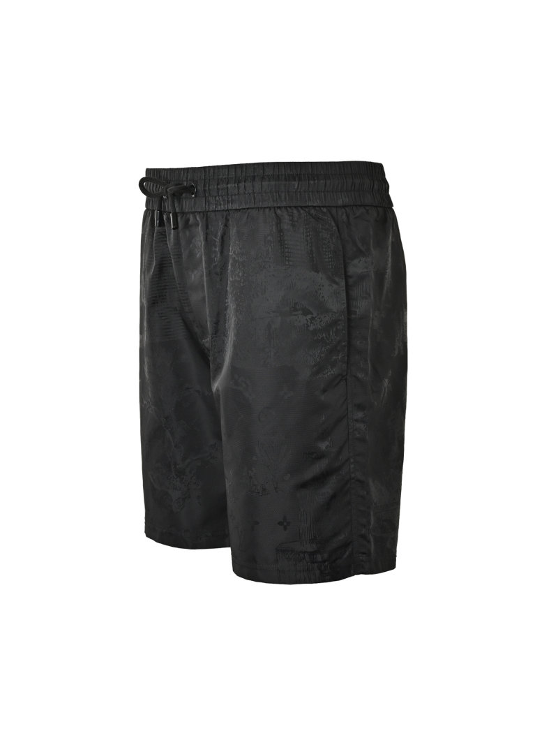Black Textured Nylon Shorts view