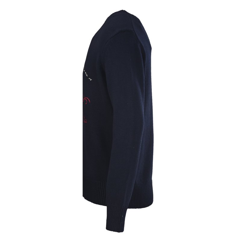 Burberry Navy Equestrian Rhinestone Wool Crewneck Sweater view