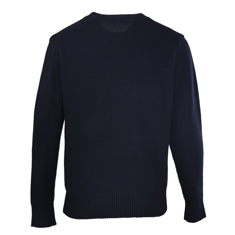 Burberry Navy Equestrian Rhinestone Wool Crewneck Sweater view