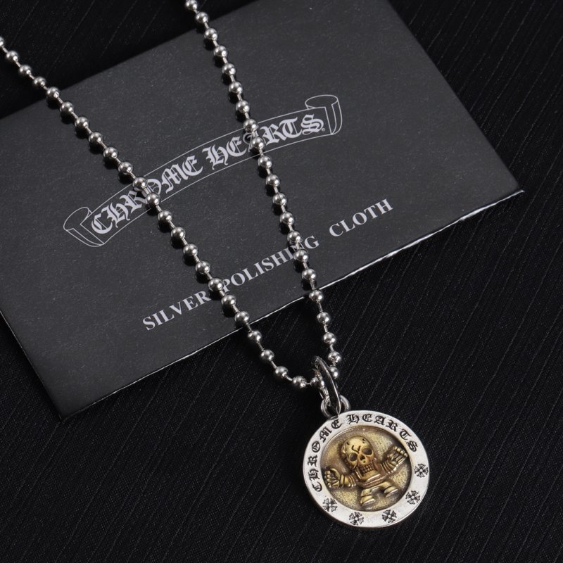 Chrome Hearts Skull Pendant Gold-Tone Necklace